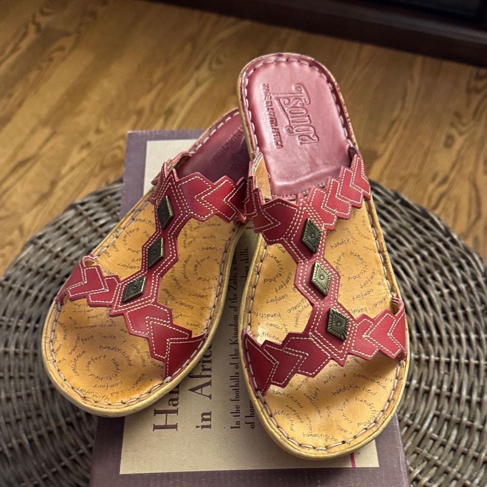 Tsonga Samba Red and Tan Women's Sandals